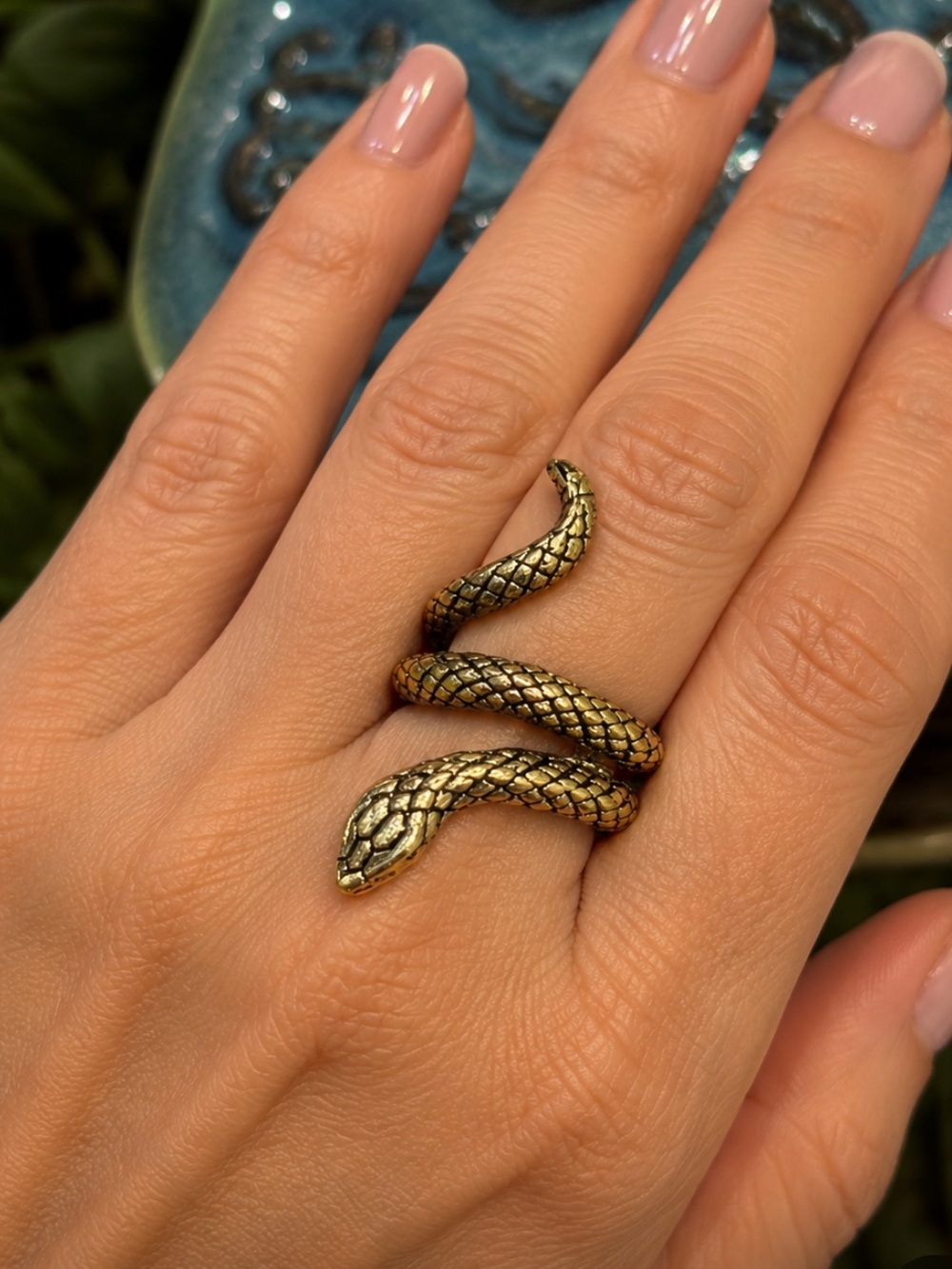🐍 Gold Snake Wrap Ring – Adjustable Statement Ring
